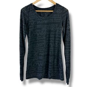 Lululemon Women's 4 Daily Practice Long Sleeve Tee Black Love Manifesto Script
